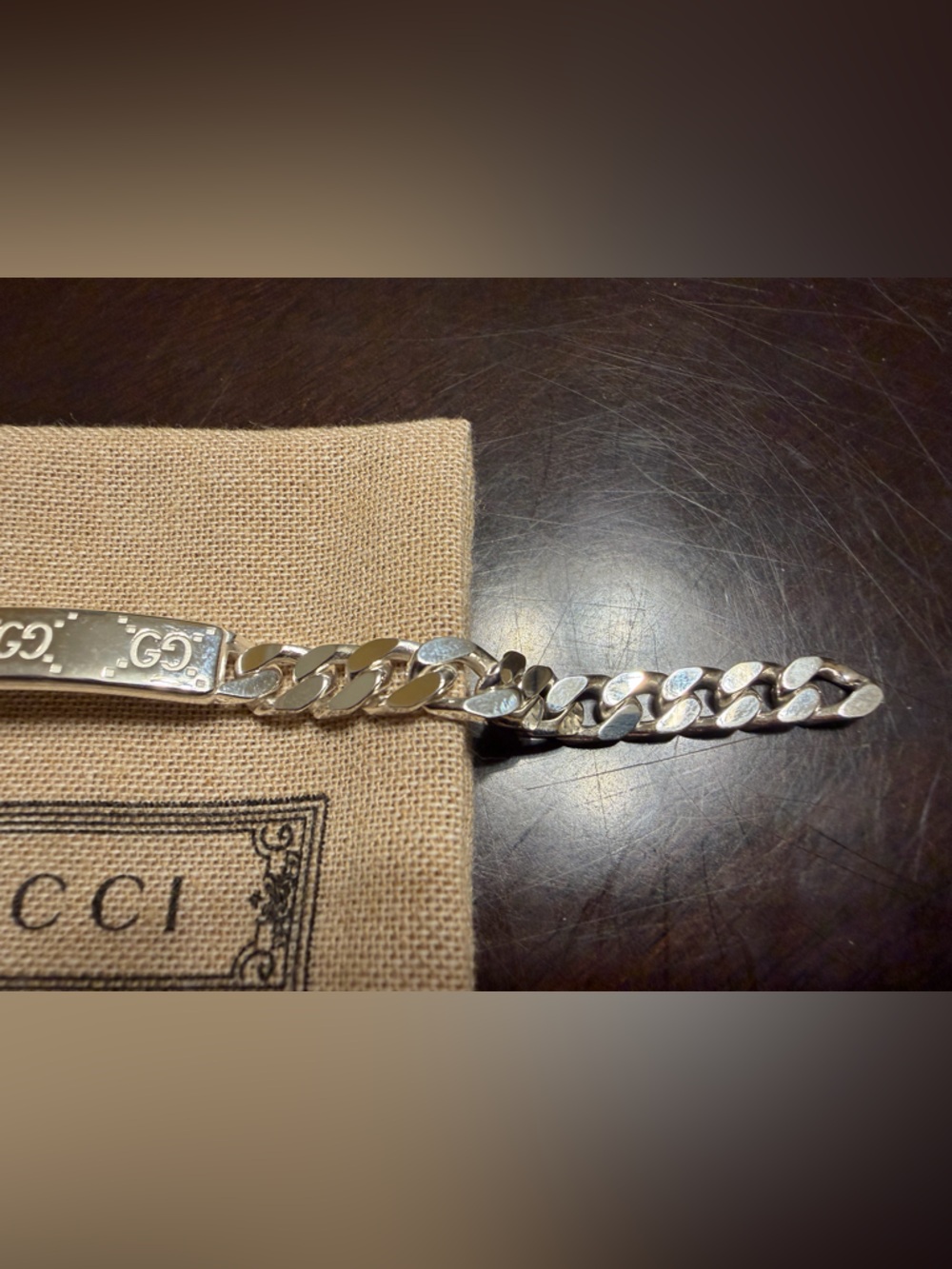 New Authentic Gucci GG Supreme Logo Siver Bracelet - Picture 10 of 13